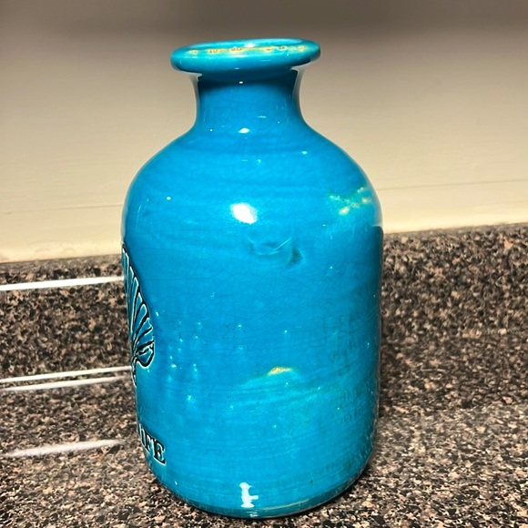 🐚 8” HANDCRAFTED BLUE POTTERY SEA SCALLOP SHELL “SEA LIFE” VASE OCEAN SEA DECOR - Picture 2 of 8